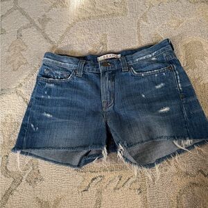 J Brand Medium Blue Distressed Denim Cutoff Shorts